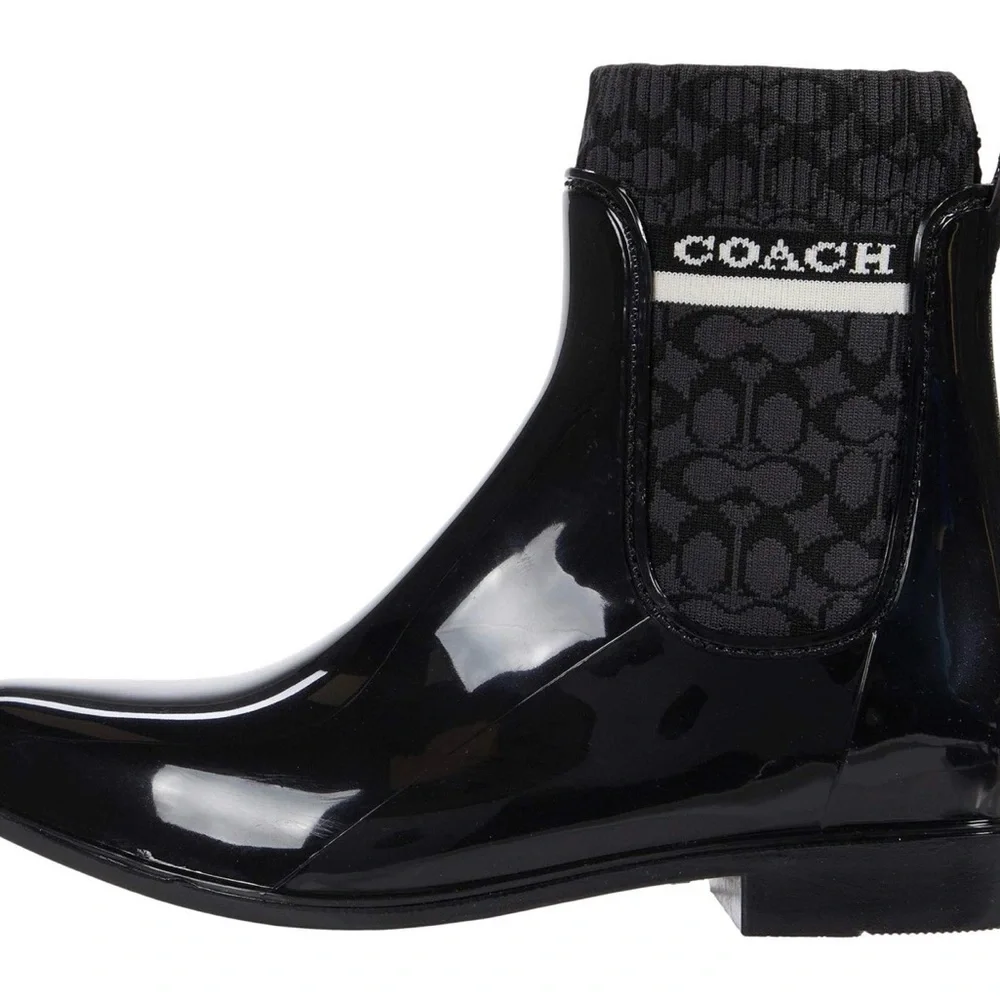 Coach Rivington Rain Bootie Black Rubber 6 B (M) Brand New